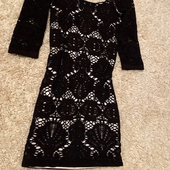 Free People Crochet 3/4 sleeve Bodycon Dress XS/S - Picture 7 of 8
